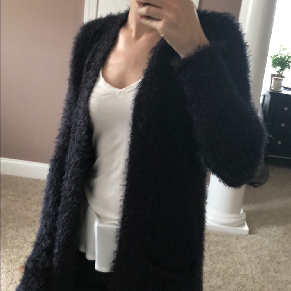 Express Eyelash Open Cardigan Sweater